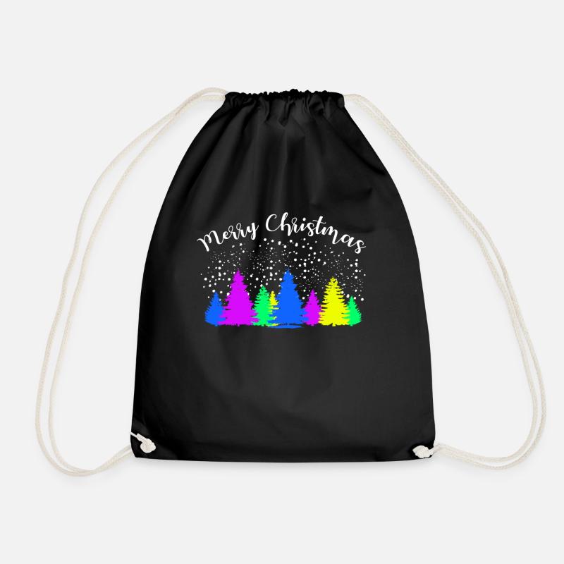 Merry Christmas Bunter Tannenwald - Turnbeutel - Schwarz