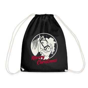 Cheval Amour Fille Joyeux Noël - Sac de sport léger - noir - Devant