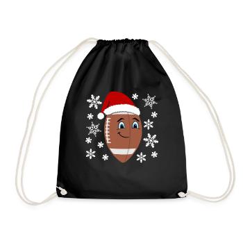Festlicher Football Weihnachtsmütze - Turnbeutel - Schwarz - Vorne