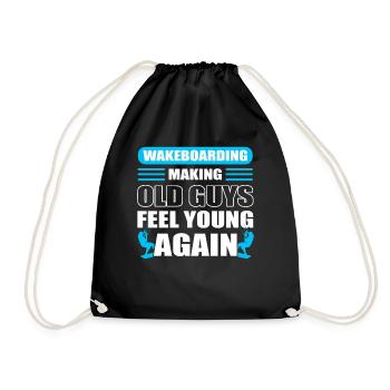 Wakeboarding Making Old Guys Feel Young Again - Drawstring Bag - black - Front