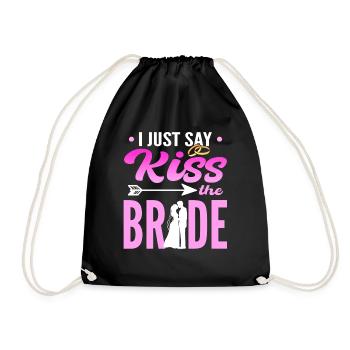 I Just Say Kiss The Bride Wedding Officiant - Drawstring Bag - black - Front