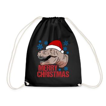 T-Rex Weihnachtsglück Urzeitlicher Festspaß - Turnbeutel - Schwarz - Vorne