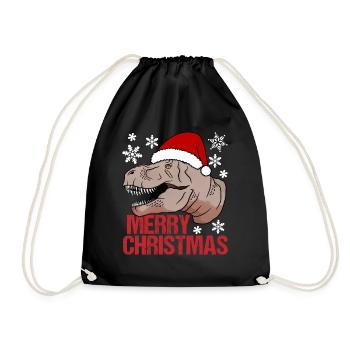 T-Rex Weihnachtsglück Urzeitlicher Festspaß - Turnbeutel - Schwarz - Vorne