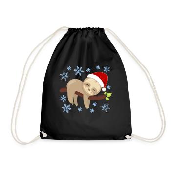 Sloth Christmas Nap Cozy Holidays - Drawstring Bag - black - Front