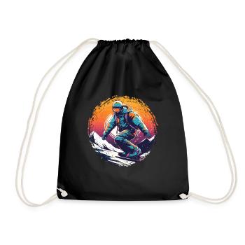 Snowboarding or skiing and then après ski - Drawstring Bag - black - Front