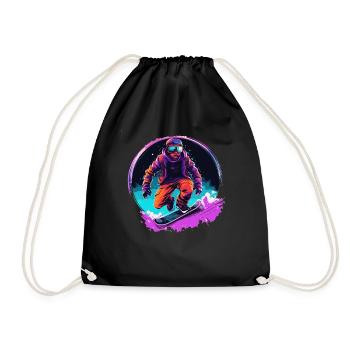 Snowboarding or skiing and then après ski - Drawstring Bag - black - Front