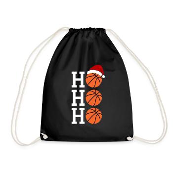 Basketball H Ho Ho Ho Weihnachtsmütze Fun - Turnbeutel - Schwarz - Vorne
