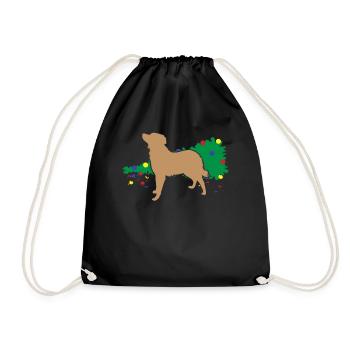 Chaos Dog Christmas Tree Fall Fun - Drawstring Bag - black - Front
