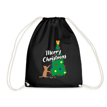 Katzenspaß Weihnachtsbaum Festlicher Schabernack - Turnbeutel - Schwarz - Vorne