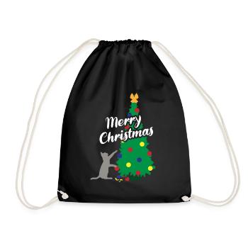 Katzenspaß Weihnachtsbaum Festlicher Schabernack - Turnbeutel - Schwarz - Vorne
