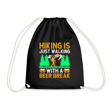 Hiking Hiker Nature Trekking Outdoor Mountaineerin - Drawstring Bag - black - Front