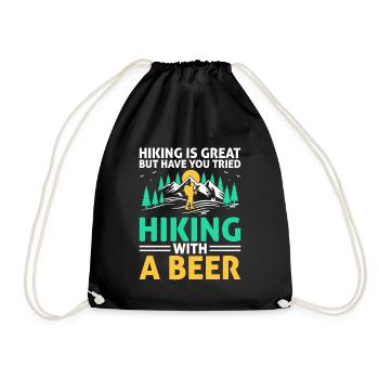 Wandern Wanderer Natur Trekking Outdoor Bergsteigerin - Turnbeutel - Schwarz - Vorne