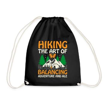 Wandern Wanderer Natur Trekking Outdoor Bergsteigerin - Turnbeutel - Schwarz - Vorne