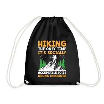 Hiking Hiker Nature Trekking Outdoor Mountaineerin - Drawstring Bag - black - Front