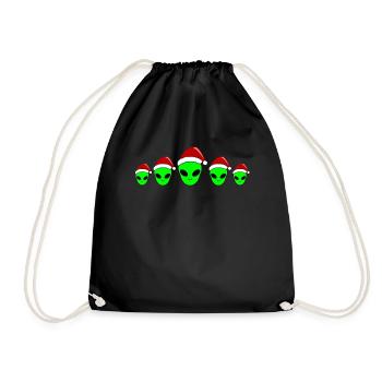 Alien Weihnachten Grüne Mütze Lustiges Geschenk - Turnbeutel - Schwarz - Vorne