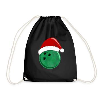 Bowlingkugel Weihnachten Grün Festliches Geschenk - Turnbeutel - Schwarz - Vorne