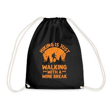 Hiking Hiker Outdoor Mountaineering Nature Trekkin - Drawstring Bag - black - Front