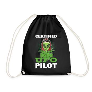Certified UFO Pilot UFO Alien Hunter - Turnbeutel - Schwarz - Vorne