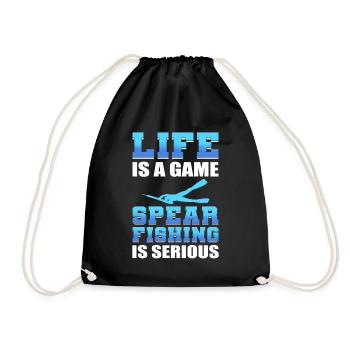 Life Is A Game Spearfishing Is Serious - Turnbeutel - Schwarz - Vorne