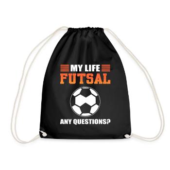 My Life Futsal Any Questions? Futsal Indoor - Drawstring Bag - black - Front