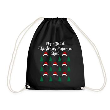 Forest Christmas with Hats Official Sleep Shirt - Drawstring Bag - black - Front