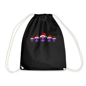 Weihnachtliche Alien Köpfe Lustiges Geschenk - Turnbeutel - Schwarz - Vorne