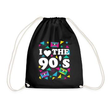 Liebe für 90er Retro Vibes Geschenkidee - Turnbeutel - Schwarz - Vorne