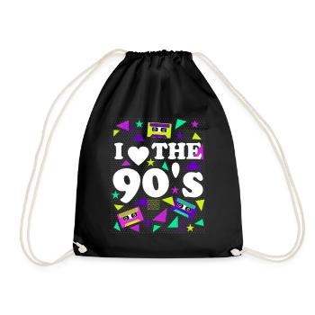 90er Jahre Liebe Purpur Retro Look - Turnbeutel - Schwarz - Vorne