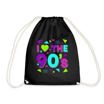 90er Jahre Liebe Purpur Retro Look - Turnbeutel - Schwarz - Vorne