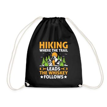 Wandern Wanderer Natur Trekking Outdoor Bergsteigerin - Turnbeutel - Schwarz - Vorne