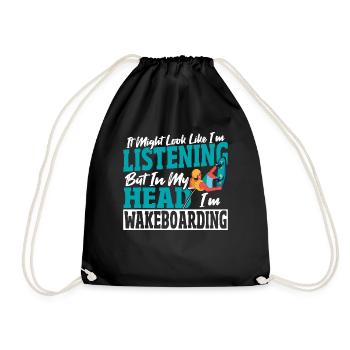 Wakeboarder In My Head I'm Wakeboarding - Drawstring Bag - black - Front