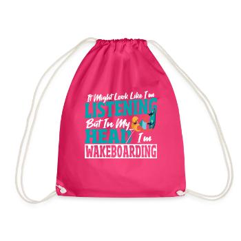 Wakeboarder In My Head I'm Wakeboarding - Drawstring Bag - fuchsia - Front