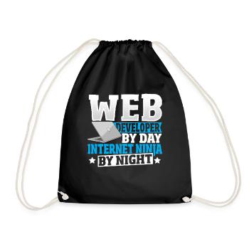 Web Developer By Day Internet Ninja By Night - Drawstring Bag - black - Front