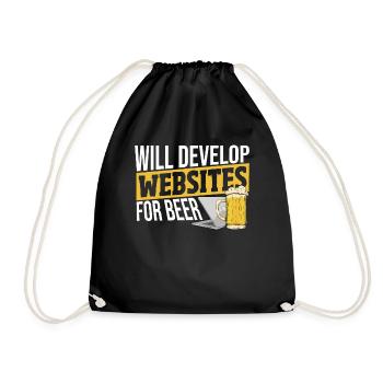 Will Develop Websites For Beer Web Developer - Drawstring Bag - black - Front