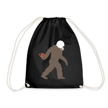 Bigfoot Football Player Sport Silhouette - Drawstring Bag - black - Front