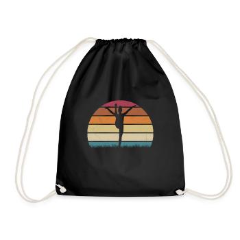 Fille de gymnaste rétro au coucher du soleil - Sac de sport léger - noir - Devant