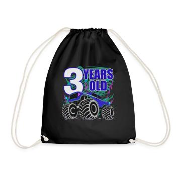 Turbo 3-Year-Old Monster Truck Fun - Drawstring Bag - black - Front