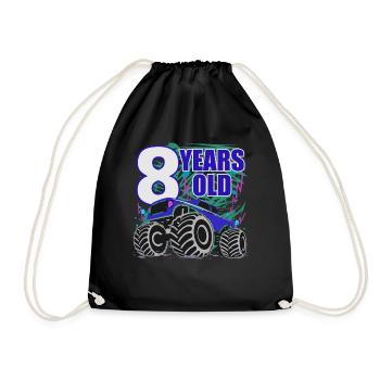 Eight-Year-Old Monster Truck Gallery - Drawstring Bag - black - Front