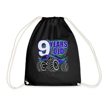 Cool Monster Truck 9th Birthday Hit - Drawstring Bag - black - Front