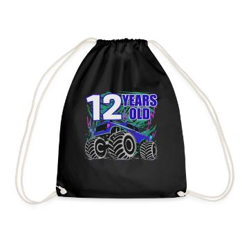 12 Years Monster Truck Party - Drawstring Bag - black - Front