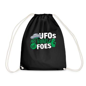 UFOs Are Friends Not Foes Alien Ufologist - Drawstring Bag - black - Front