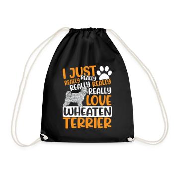 Wheatie Hund Ich liebe Wheaten Terrier einfach - Turnbeutel - Schwarz - Vorne