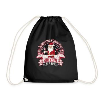 Surviving Christmas – Coffee Enthusiast - Drawstring Bag - black - Front