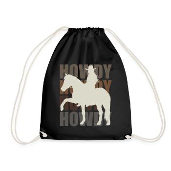 Howdy! Western Rider Greeting and Fun - Drawstring Bag - black - Front