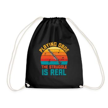 Oboe Player Oboe Basoonist Marching Band Instrumen - Drawstring Bag - black - Front