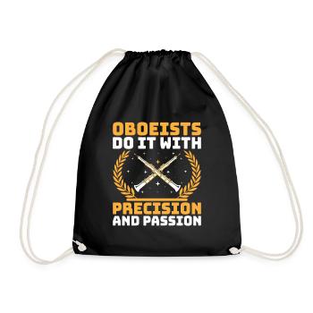 Oboe Player Oboe Basoonist Marching Band Instrumen - Drawstring Bag - black - Front