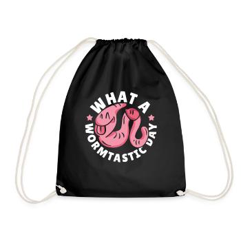 What A Wormtastic Day Worm Farming Vermiculture - Drawstring Bag - black - Front