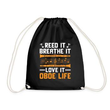 Oboe Player Oboe Basoonist Marching Band Instrumen - Drawstring Bag - black - Front