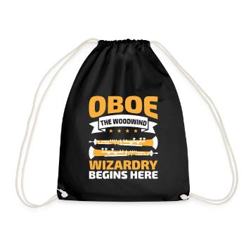 Oboe Player Oboe Basoonist Marching Band Instrumen - Drawstring Bag - black - Front