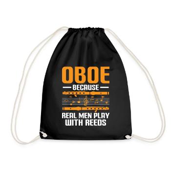 Oboe Player Oboe Basoonist Marching Band Instrumen - Drawstring Bag - black - Front